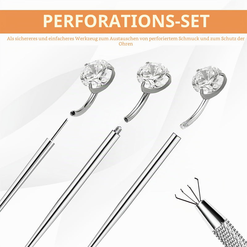 Piercing Insertion Aid Piercing Aid for Changing Stainless Steel Piercin-g Tool for Threadless Insertion for Ear/Nose/Lip/Belly with 1 Piercin-g Ball Screw (14g/16g/18g/20g) Pack of 15