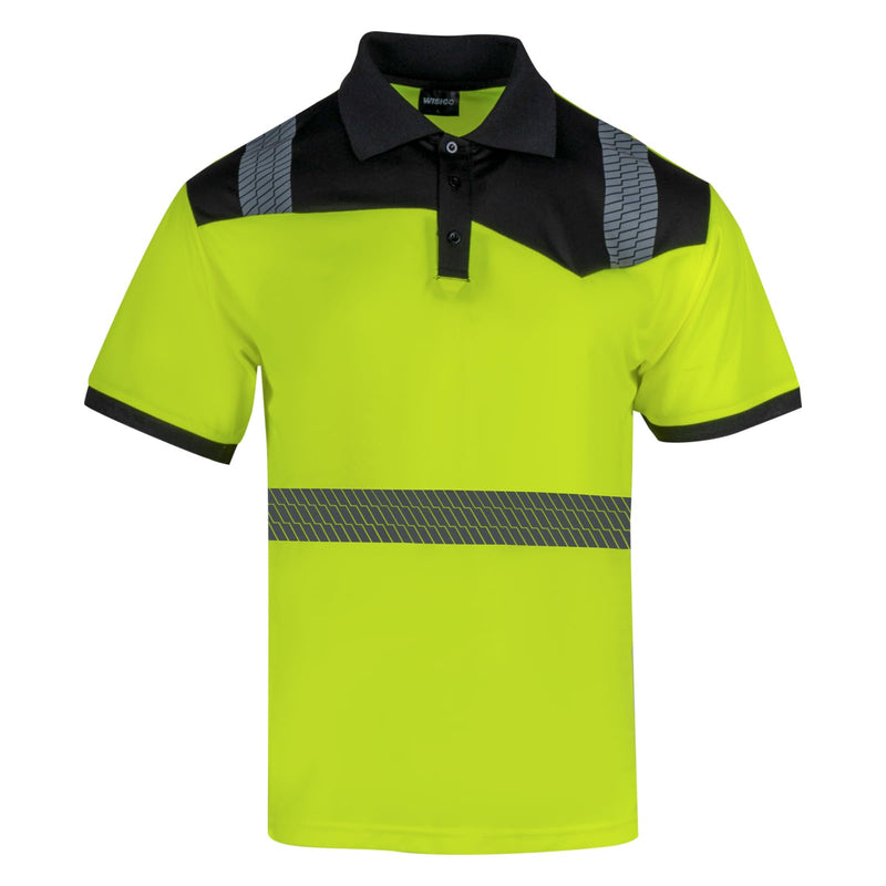 Hi Vis Safety Polo Shirts for Men 2 Pack Class 3 Reflective High Visibility Work Construction Short Sleeve T Shirts 4X-Large Yellow
