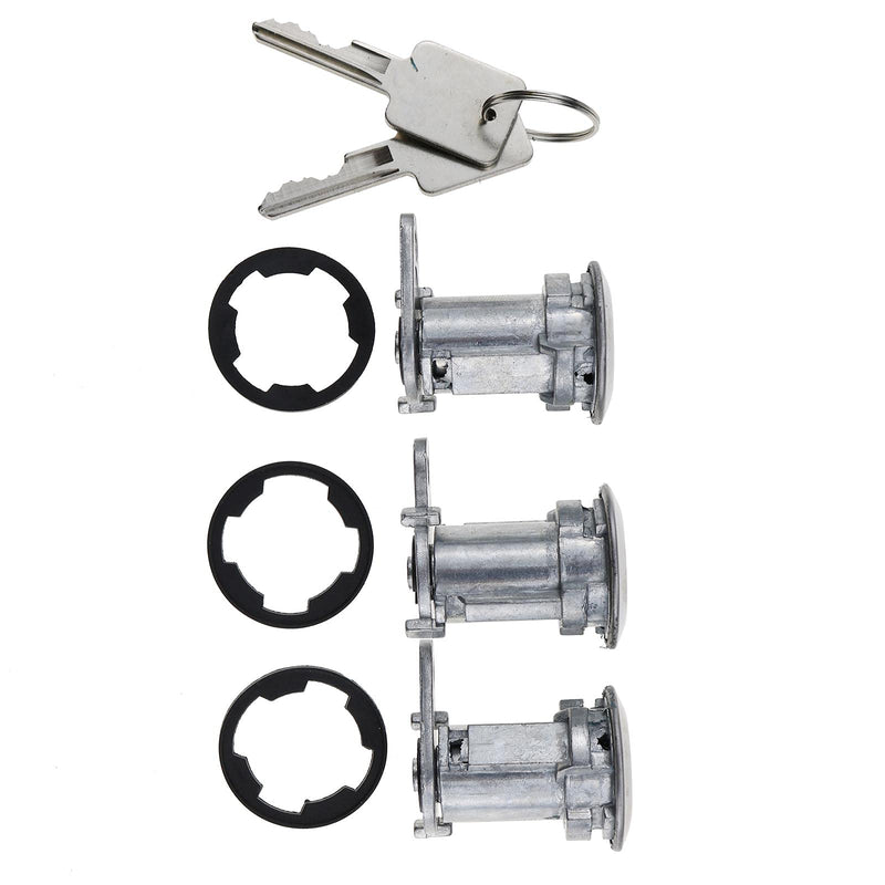 DVPARTS Set Of 3 Door Cylinder Lock Kit Door Lock Cylinders With Keys 8122874K3 for Jeep CJ Wrangler Cherokee XJ 84-90
