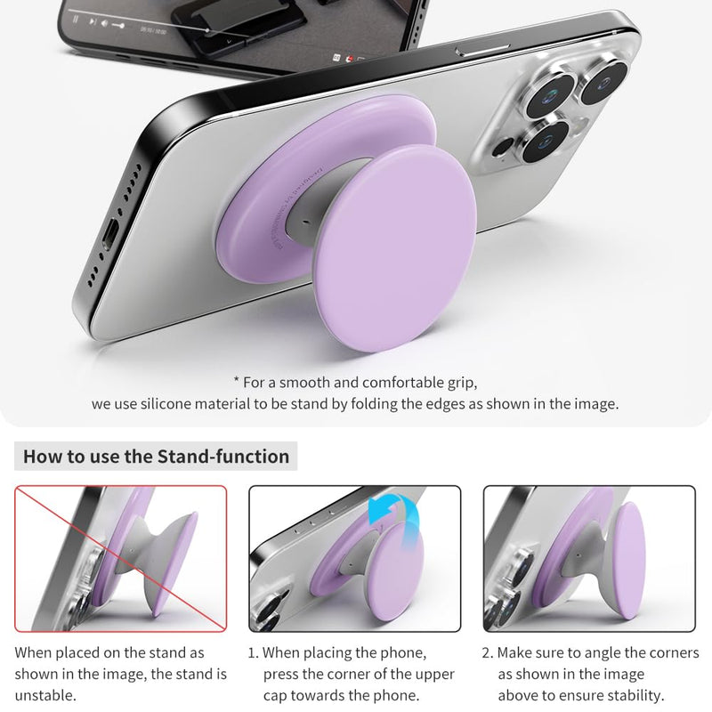 [Australia - AusPower] - Sinjimoru One-Touch Magnetic Phone Grip, Silicone Grip Holder with Kickstand for Magsafe Compatible with iPhone 15 14 13 12 Series. M-Tap Tok Black 