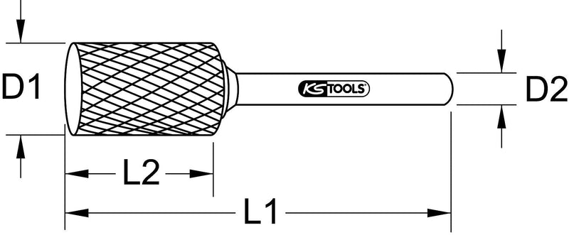 KS Tools 515.3221 Hard metal cylinder rotary burr form A without spur gearing, 3mm 3 mm