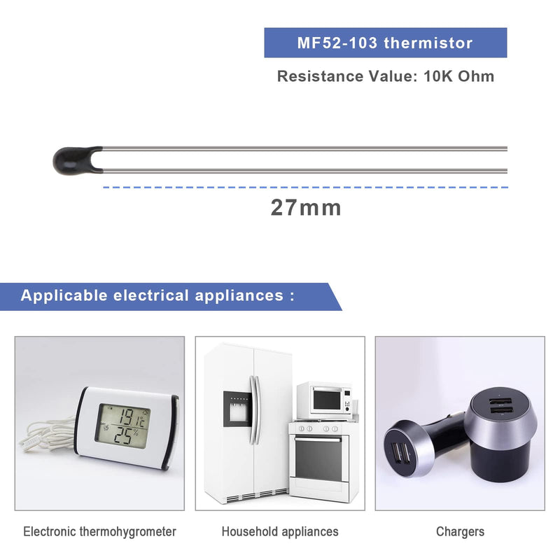 [Australia - AusPower] - zalati NTC Thermistor Resistors 40pcs MF5A-3 Temperature Sensors for Thermal Protection Circuits in Electrical Appliances - 20pcs 10K & 50K Ohm 