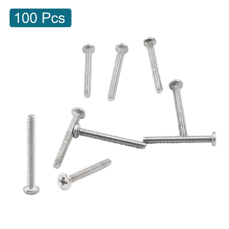 [Australia - AusPower] - 100pcs M1.4 x 12mm Round Flat Head Machine Screws, 304 Stainless Steel Phillips Cross Drive Screw Hardware Fastener Bolts 