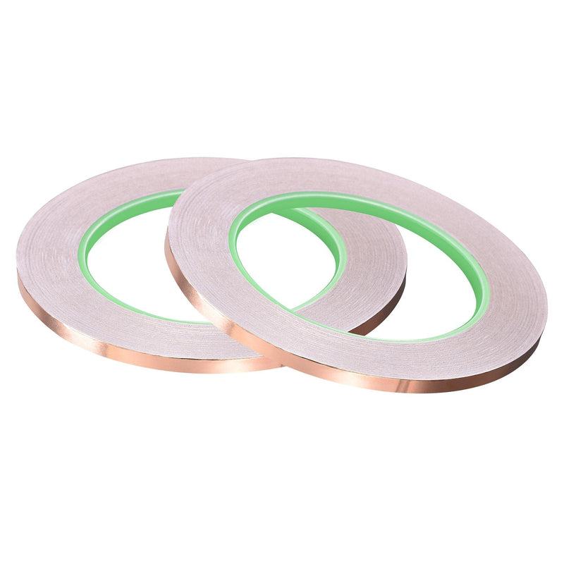 uxcell Double-Sided Conductive Tape Copper Foil Tape Adhesive 5mm x 30m/98.4ft for Guitar, EMI Shielding Crafts, Electrical Repairs, Stained Glass 2pcs