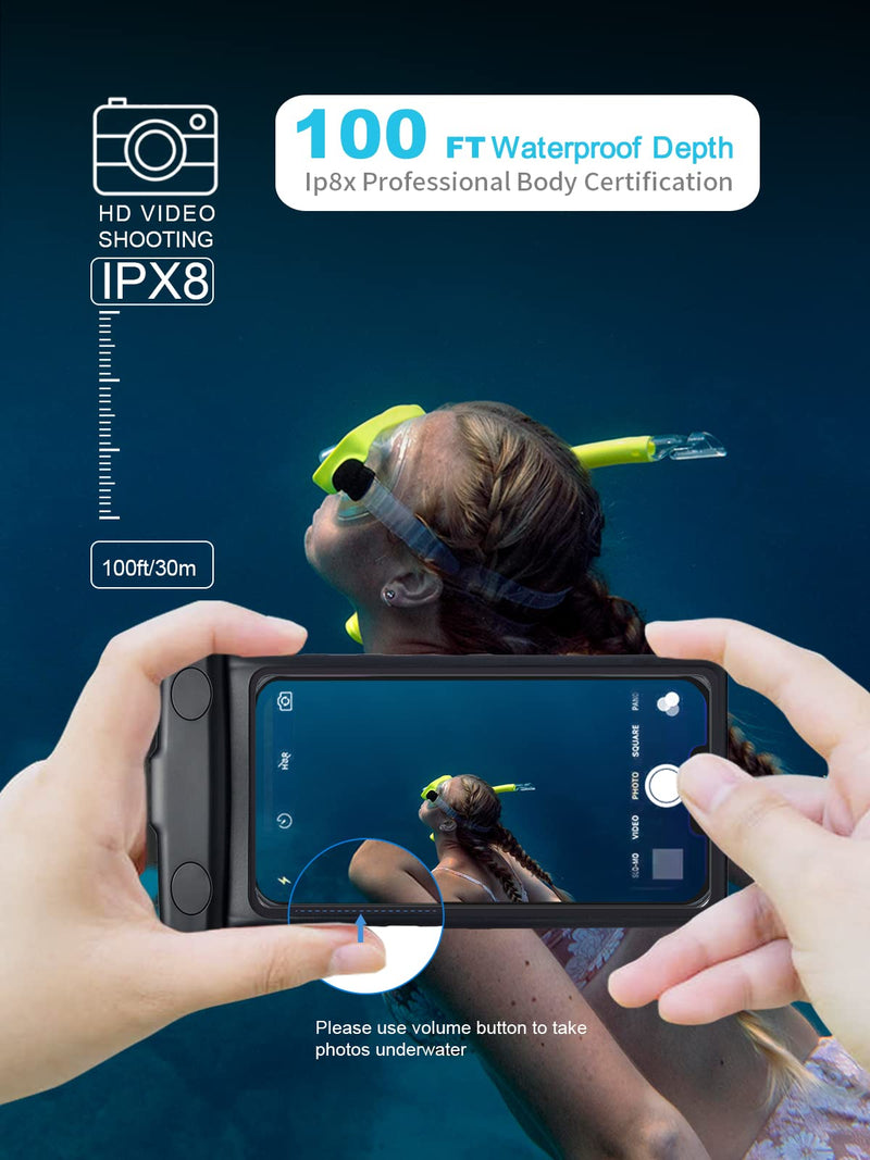 [Australia - AusPower] - wellhouse Waterproof Phone Pouch Case, 3D Stereoscopic 7" Waterproof Cell Phone Dry Bag for iPhone 14 13 12 11 XS XR X Pro Max Plus Mini, S22 S21 Ultra, IPX8 Underwater Phone Protector, Earl Black 1 Pack - Earl Black7.0" 