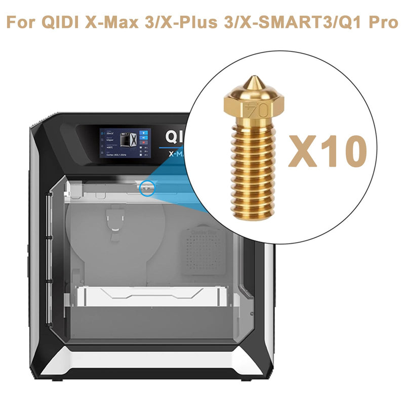 [Australia - AusPower] - 10PCS 0.4mm Brass Nozzles for QIDI X-Max 3, 3D Printer Parts Extruder Hotends Nozzles Kit for QIDI X-Max 3/X-Plus 3/X-SMART3/Q1 Pro 10PCS Brass Nozzle 