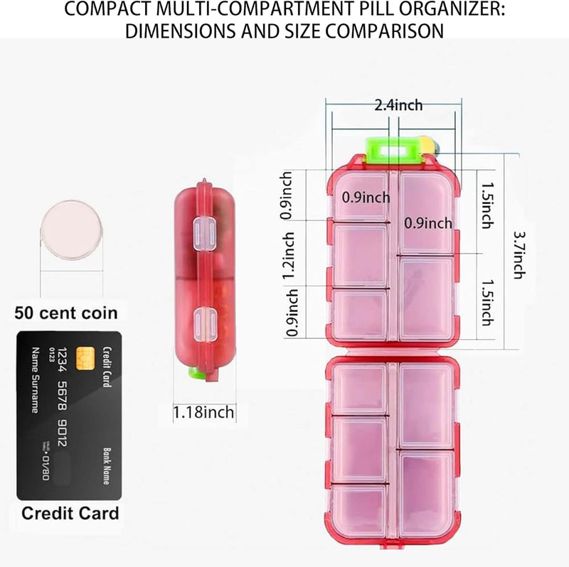 [Australia - AusPower] - Pill Organizer with Medicine Labels Travel Daily Pill Container Mini Medication Organizer Storage Pill Organizer Pill Case 7 Day Pill Organizer(Pink, 161 Lables) Pink Pill Box with Stickers 