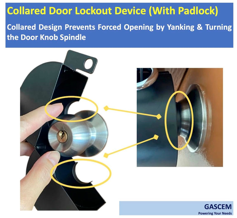 [Australia - AusPower] - Door Knob Lockout Device. 1 lock cover (Matt Black) That disables doorknobs, faucets, valves by blocking keyhole access & preventing turning for security (1 padlock included). Matt Black 