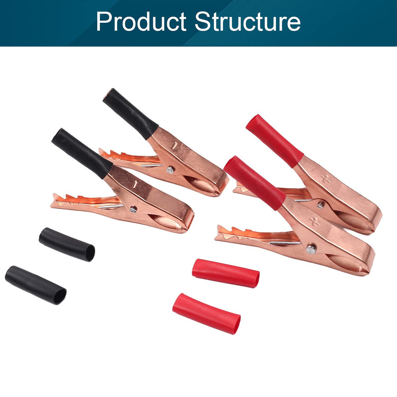 [Australia - AusPower] - Fielect 4Pcs 15A Heavy-Duty Insulated Alligator Clips,Battery Crocodile Electrical Test Clamps,Battery Charger Clamp for Car Auto Vehicle Boat Red and Black 2pcsred 2pcs Black 15a 18mm 
