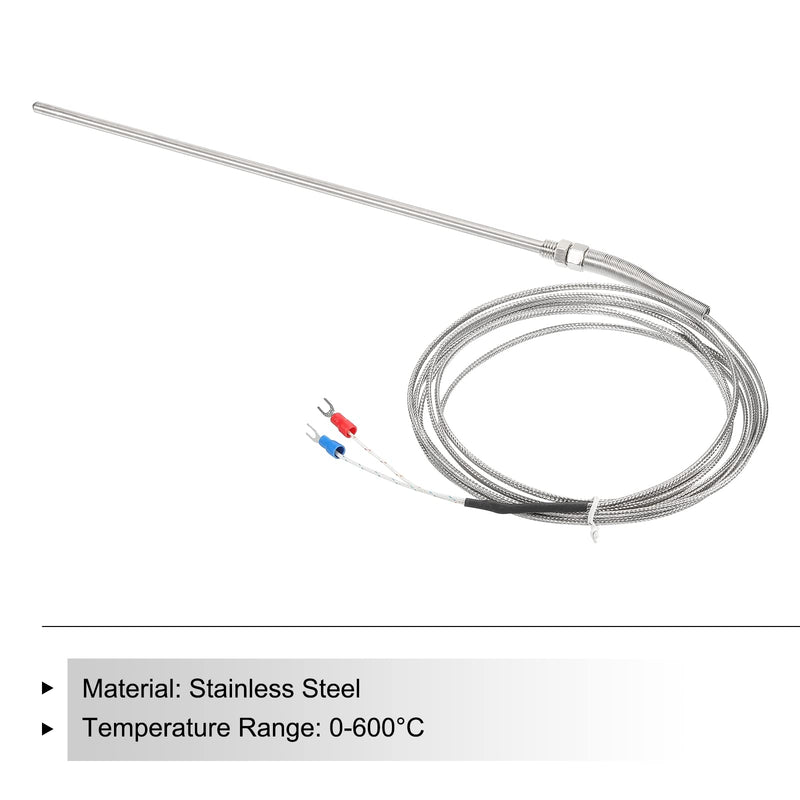 [Australia - AusPower] - MECCANIXITY K Type Thermocouple Probe Waterproof Temperature Controller Sensor Stainless Steel 32 to 1112°F (0 to 600°C) 5x250mm 10ft 