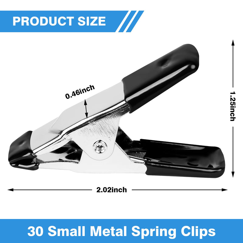 [Australia - AusPower] - HANSOM 30 Pcs Small Clamps,Garden 2 Inch Mini Spring Clips Clamps Heavy Duty for Crafts/Backdrop/Greenhouse,Metal Chip Clips Open Mouth is 3/4 Inch for Woodworking Photography 