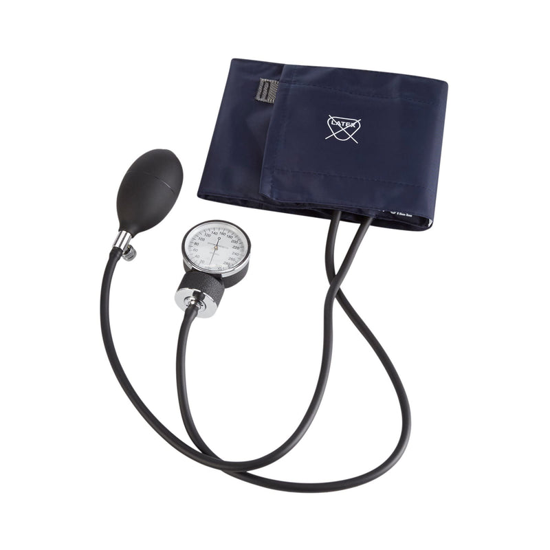 [Australia - AusPower] - McKesson Basic Pocket Aneroid Sphygmomanometer - Blood Pressure Gauge and Cuff, 2 Tubes, for Adults, Navy Blue - Large Cuff, 23 cm to 40 cm, 21.6 in Long Tubes, 1 Count 