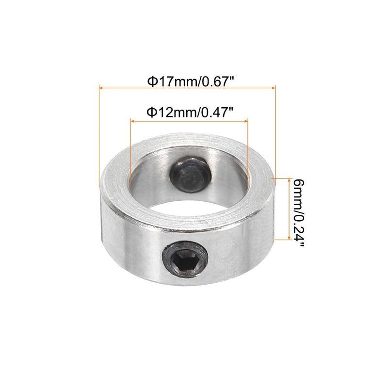 MECCANIXITY Shaft Collar 1/2" Bore Aluminum Alloy Clamping Collar with M4 Screws and Wrench for CNC Parts, Machine Tools, Wheelbarrow, Lawn Tractor Silver 1 Set