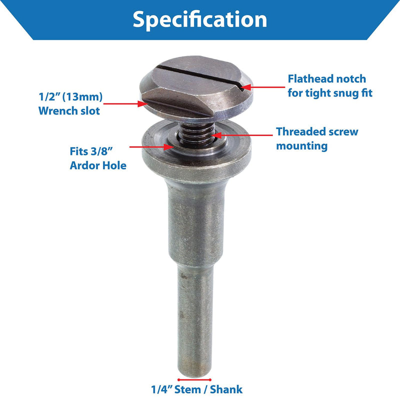 [Australia - AusPower] - TJR© Mounting Mandrel for Cut-Off Wheels - Versatile 3/8-inch Arbor Hole and ¼-inch Stem with Dual Locking Options with Screwdriver and Wrench - Die Grinder Arbor (3 pcs) 3 pcs 