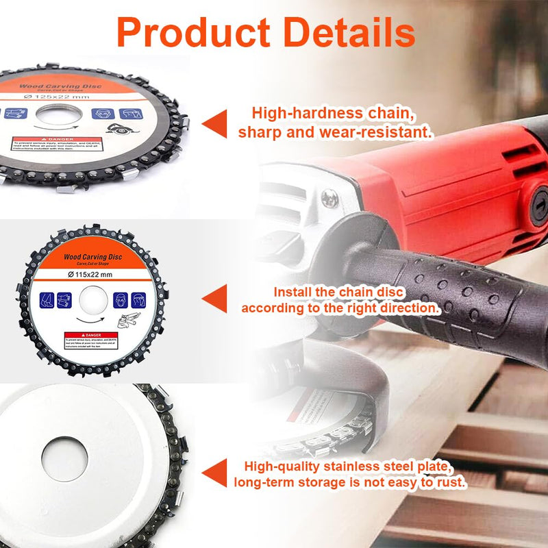 Pack of 2 Milling Disc for Angle Grinder Wood 100 mm, Rasp Disc for Wood Carving & Milling, Suitable as a Paint Router, Root Milling for Grinding, Milling & Carving Soft & Hardwood