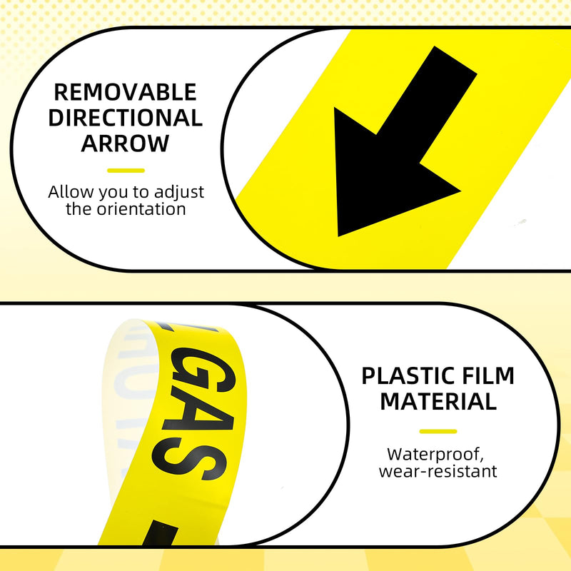 25 Pcs Natural Gas Pipe Markers 1" x 8" Self Adhesive Safety Stickers Gas Pipe Labels with Directional Arrows for Pipefitter Pipes Lines Inspections Regulators Heaters 1" X 8" 25