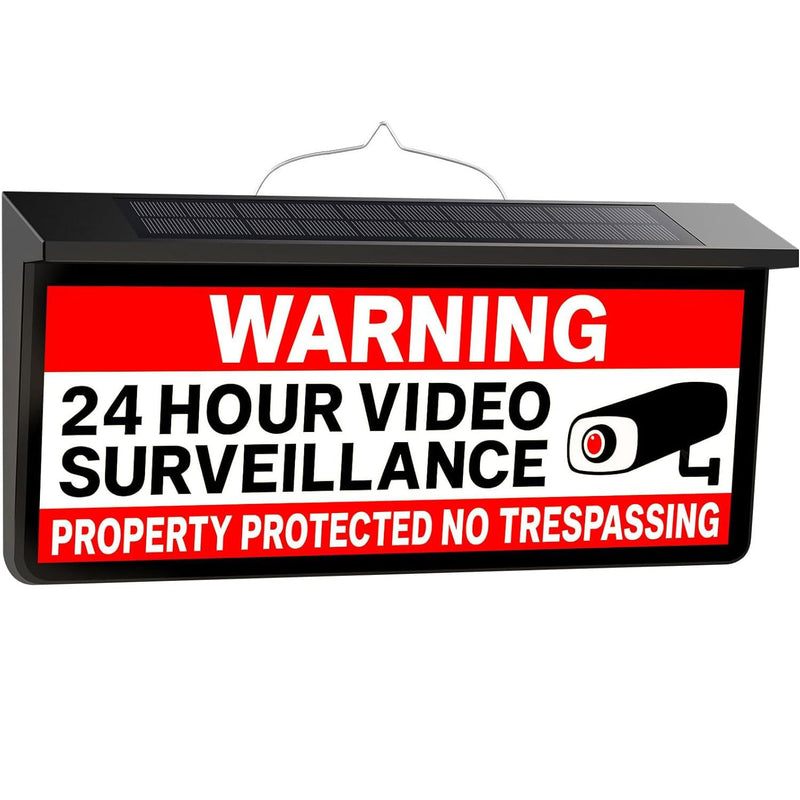 Warning Sign Light with Dual Color Modes, IP65 Waterproof Outdoor Security Sign for No Trespassing, Beware of Dog, Package Delivery 12"x6"