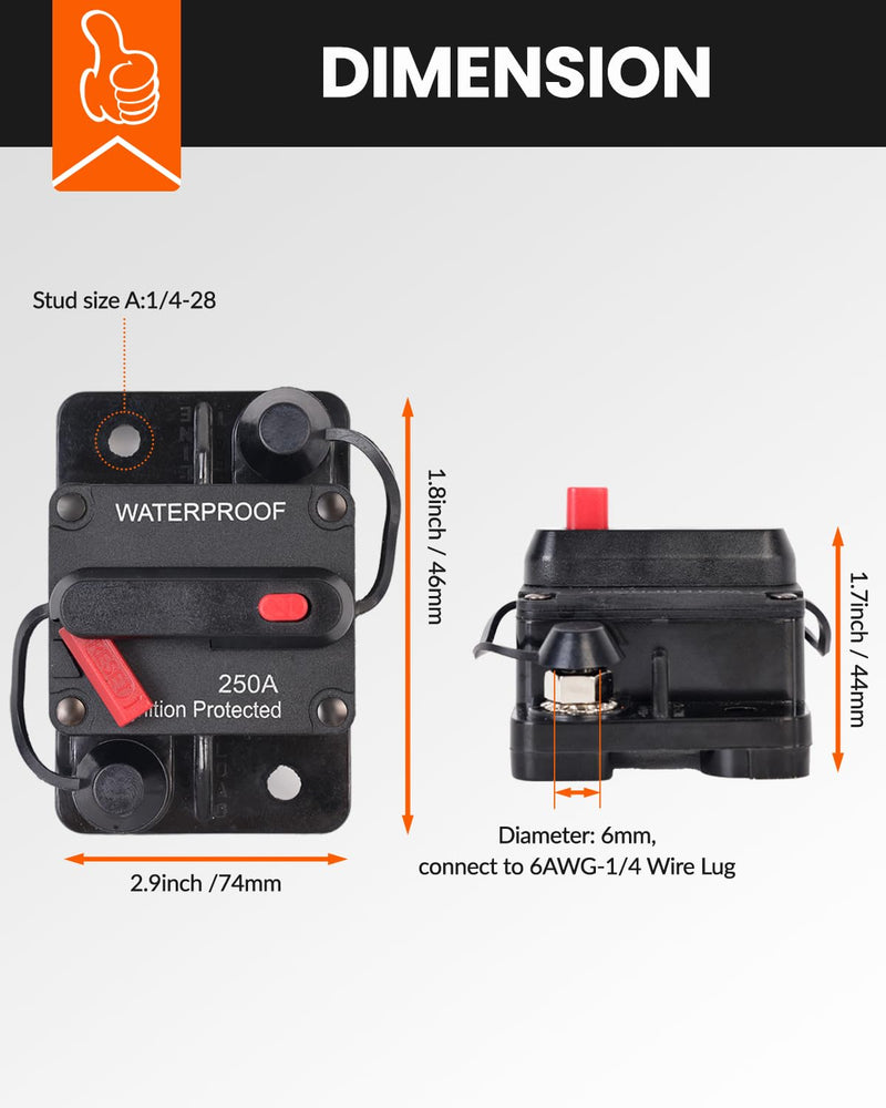 [Australia - AusPower] - 150 Amp Circuit Breaker for Boat Trolling Motor Marine ATV Trailer Vehicles Stereo Audio Electronic Battery Solar System Inline Fuse with Manual Reset Switch Waterproof DC 12V-48V (150A) 150A 