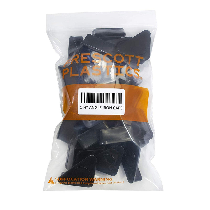[Australia - AusPower] - Prescott Plastics 1.5" Inch Angle Iron Plug Insert (10 Pack), Black L Shaped End Cap for Metal Tubing, Fence, Glide Insert for Pipe Post, Chairs and Furniture Legs 10 Pack 1.5" 