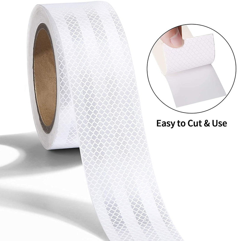 [Australia - AusPower] - Reflective Tape, Waterproof Self Adhesive Dot Reflective Tape Outdoor Safety Caution Reflector for Trailers, Bikes, Cars?Silver, 1 Inch x 65 Feet? White 