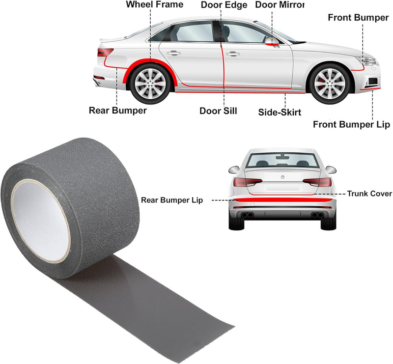 Unifizz Car Door Edge Guards Door Sill Protector PEVA Car Wrap Film Vinyl Automotive Wrap Film Car Door Sill Protection Film Anti-Collision Fits for Most Car Truck SUV (2.76In x 16.4Ft, Gray)