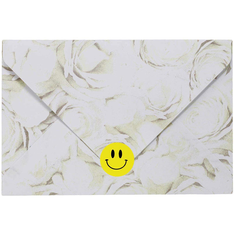 Yellow Happy Face Labels 0.75 Inch Small Roll 50 Total Adhesive Stickers