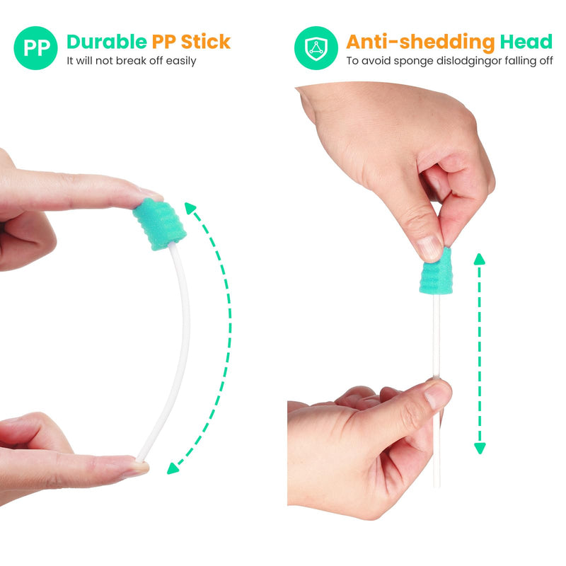 [Australia - AusPower] - Oral Swabs Disposable - Longer Medical-grade Mouth Swabs Individually Wrapped - Safe & Professional (Aqua 200 Counts) Sky Blue 