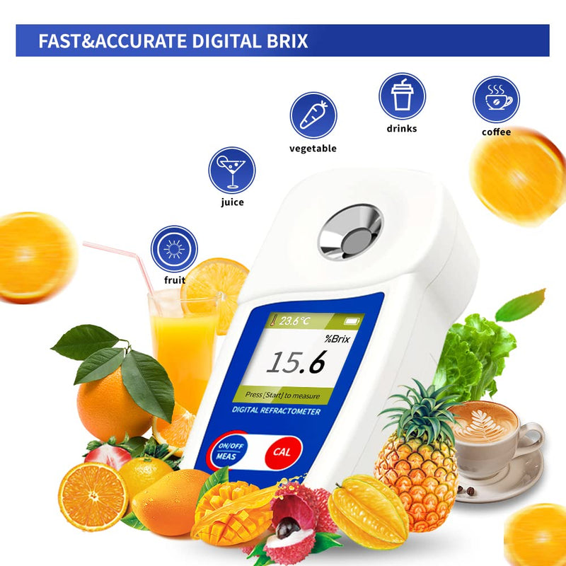 [Australia - AusPower] - Digital Brix Refractometer Flagfront brix Meter Refractometer Automatic Temperature Compensation Brix Refractometer Range 0-55%，±0.1% Precision for Fruit Juice Coffee 