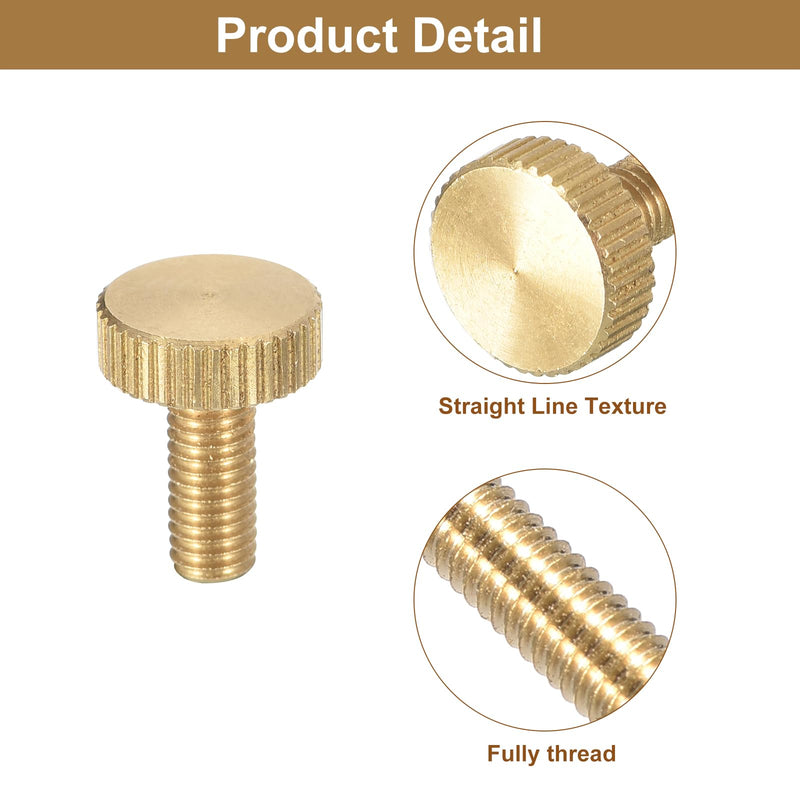 [Australia - AusPower] - uxcell M5x12mm Knurled Thumb Screws, 6pcs Flat Knurled Head Fully Threaded Brass Thumb Screws Bolts Grip Knobs Fasteners 6 