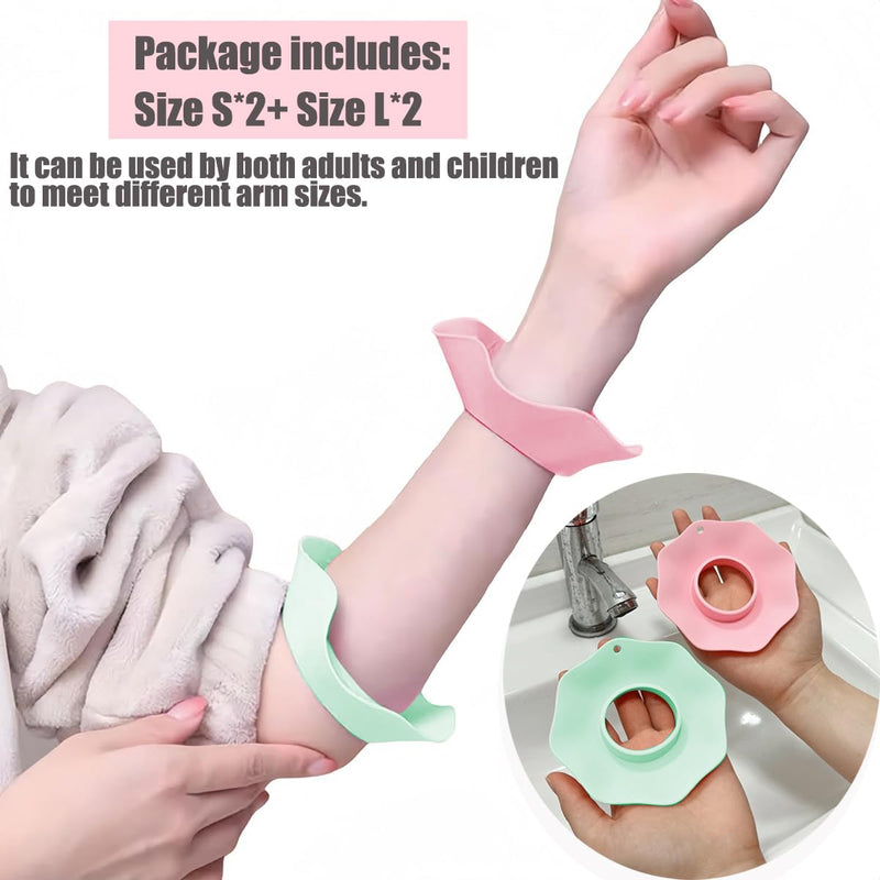 [Australia - AusPower] - 2 Pairs of Silicone Wrist Bands for Washing Face,Spa Wristbands for Prevent Liquid from Spilling Down Your Arms,Arm Bands for Face Wash Wrist Strap to Prevent Sleeve-wetting (Pink&Green) Pink&Green 
