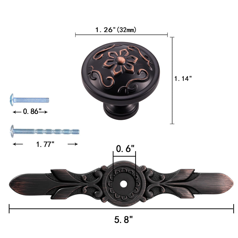 10Set ORB Cabinet Knobs & Back Plate,Drawer Hardware for Kitchen | 1-1/5”Round Knobs and 5-4/5”Plate for Kitchen Bathroom,TV Cabinets Decorative Knobs and Drawers Cabinet Hardware Oil Rubbed Bronze 10