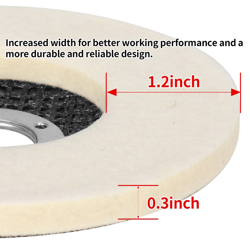 4 1/2 Inch Round Wool Felt Polishing Disc Wheel Pad, Angle Grinder Buffing Polishing Buffer for Metal Wood Car Auto Body, 5 Pack 5 x Wool Flat