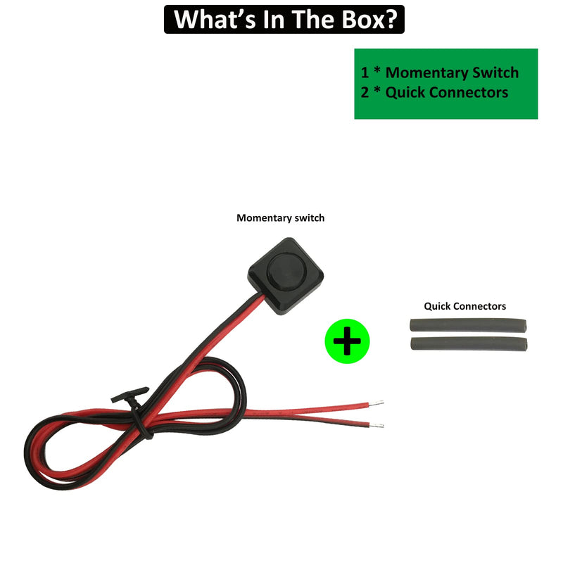 [Australia - AusPower] - Momentary Push Button Switch 12V 24V Small Momentary Switch, 20 Inch Prewired Surface Mount Momentary Pushbutton Switch with Cover, Double-sided Tape No Drilling Requried Momentary Switch - Mini05 