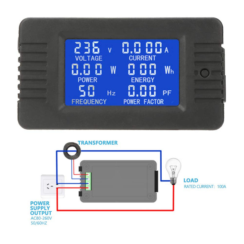 [Australia - AusPower] - PZEM to 022 Power Meter with Features for Energy Measurement, Overload Alarm and Power Threshold, LCD Display for Home Use 