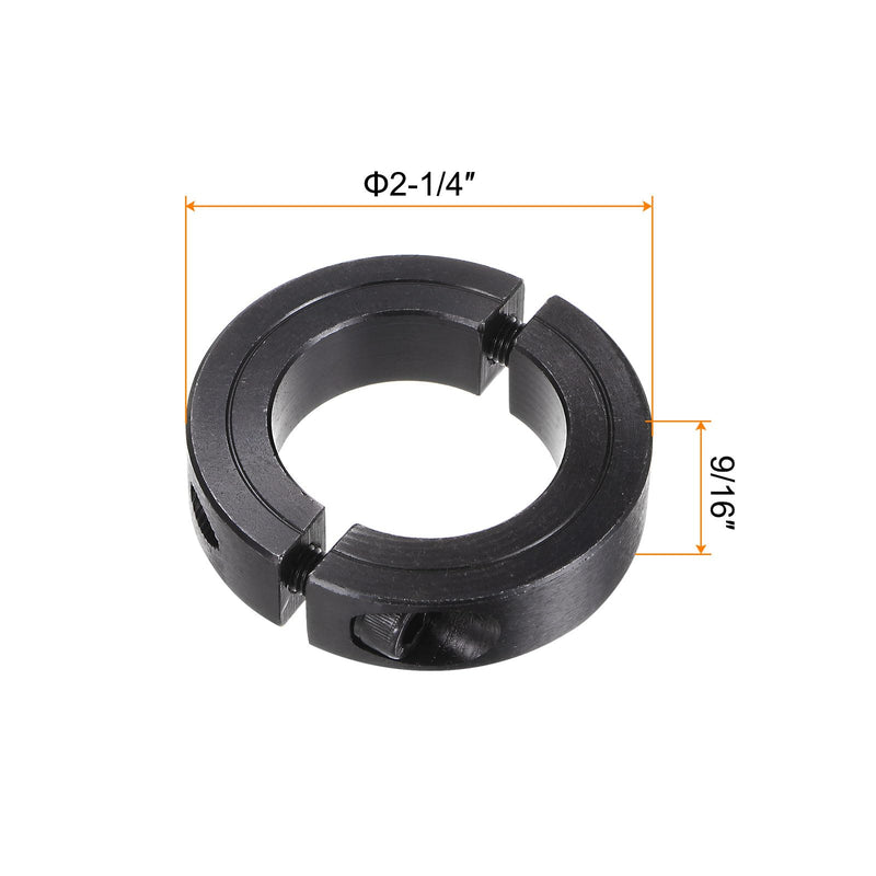 [Australia - AusPower] - Shaft Collar for 1-3/8" Rod 2-1/4" OD 9/16" Width Black Oxide Plating Double Split Axle Clamp-On Collar with Set Screw 1-3/8" Bore 
