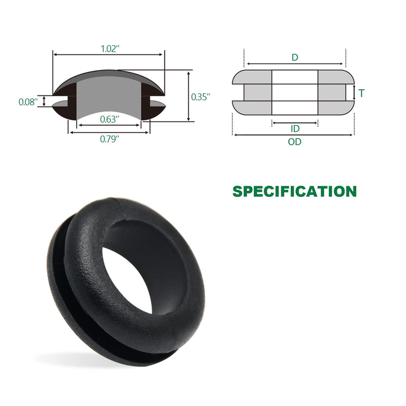 [Australia - AusPower] - 3/4 Inch Rubber Grommets, 5/8" ID, 20PCS Rubber Grommets for Wiring, Rubber Hole Grommet for Wires, Cables, Plugs, Automotive 3/4" - 20PCS 