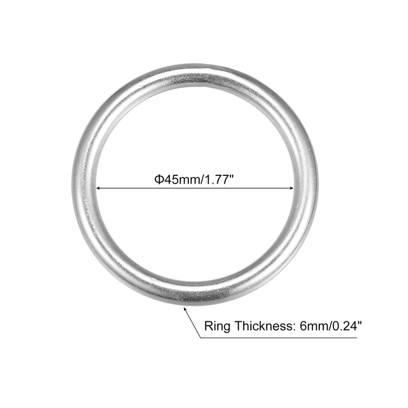 [Australia - AusPower] - uxcell 316 Stainless Steel Round Ring Welded O-Rings 45mm(1.77") ID 6mm Thick 2pcs 45x6mm 