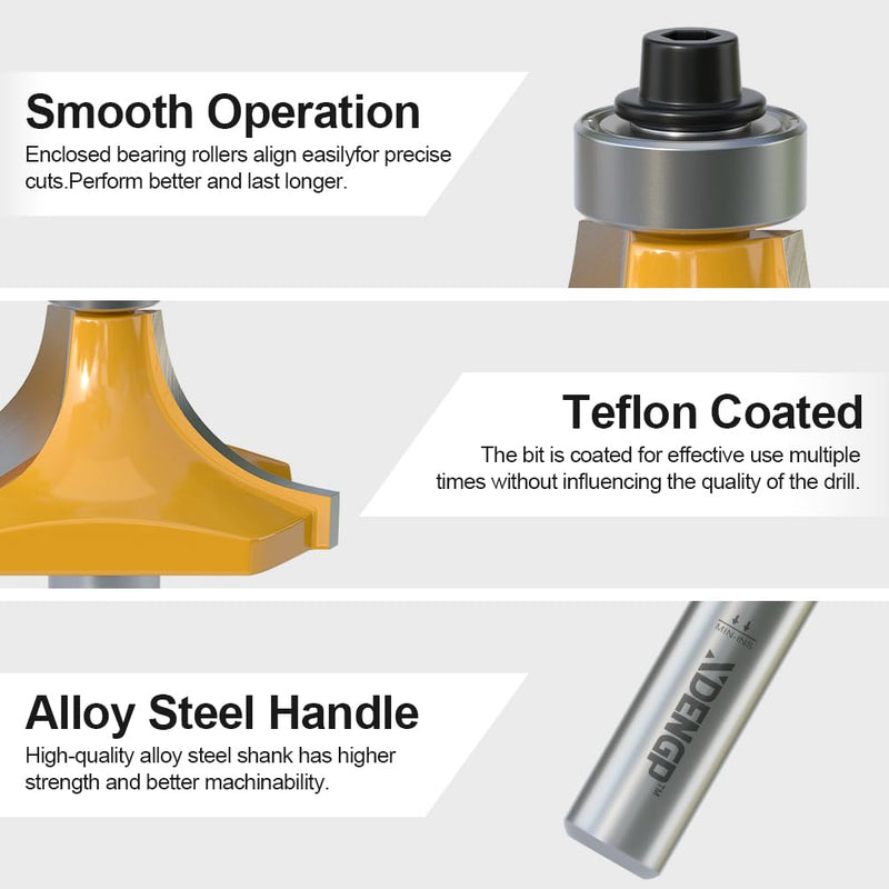 [Australia - AusPower] - Roundover Router Bit 1/2 Shank, 3/4" Radius Round Over Router Bits, Router Bits Round Over for Edging Forming Rounding Woodworking Cutter 3/4" Radius - 1/2" Shank 1/2 Inch Shank 