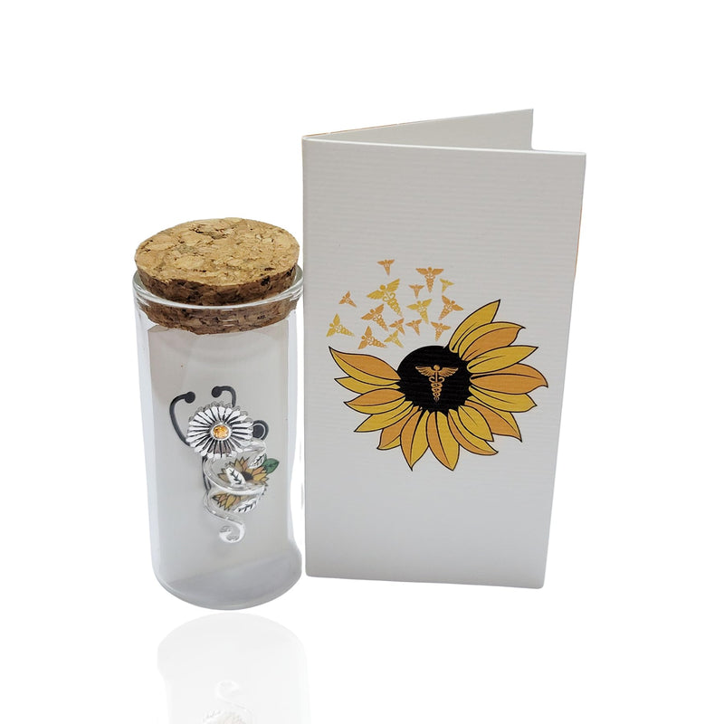 [Australia - AusPower] - QUINNLYN & CO. Sunflower Stethoscope Charm: Radiate Positivity with this Beautiful Medical Accessory, Gift for RN Nurse 