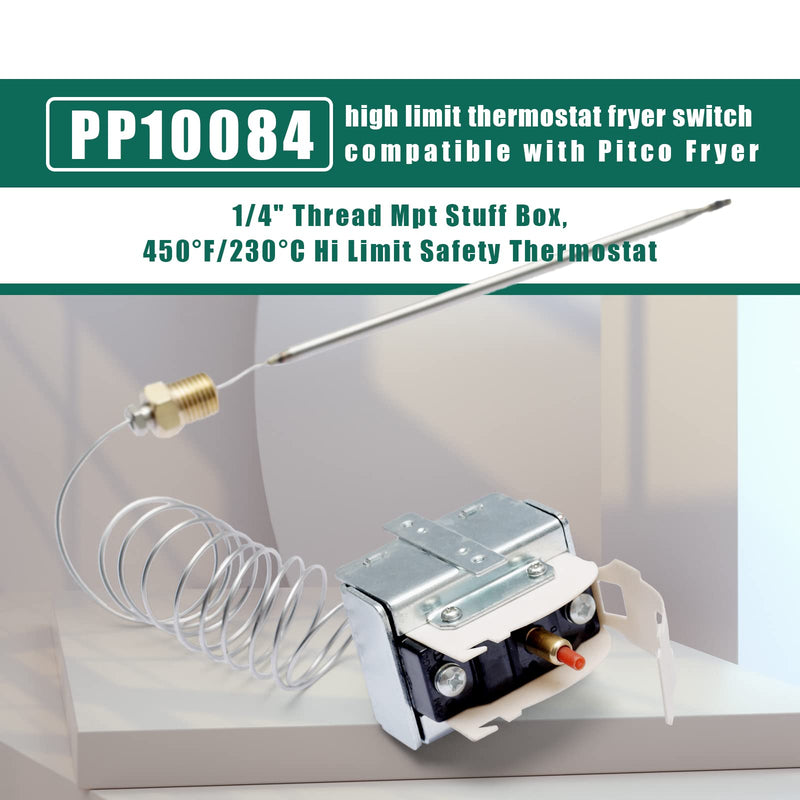 [Australia - AusPower] - PP10084 high limit thermostat fryer switch Lchmo5030 compatible with Pitco Fryer, 1/4" Thread Mpt Stuff, 450°F/230°C Hi Limit Safety Thermostat 5225-11B fit for VF35 MGII SG14 35C 45C+ 18S 18 E500D 