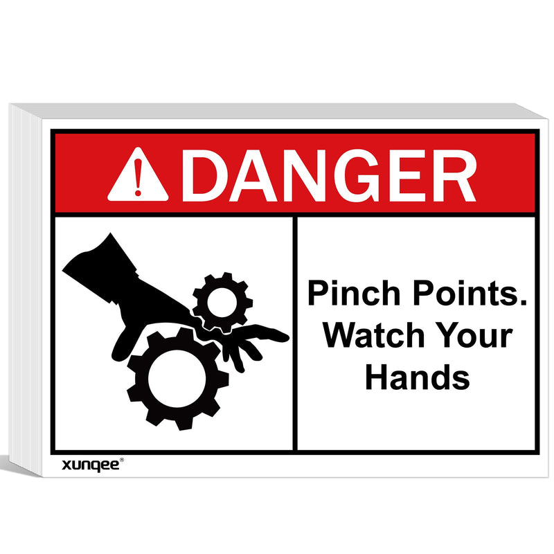 Pinch Points Danger Labels, OSHA Safety Signs, Vinyl Material, 3.5 x 5 Inch, 100 Pack, Industrial Warning Labels for Warehouse, Machine and Equipment