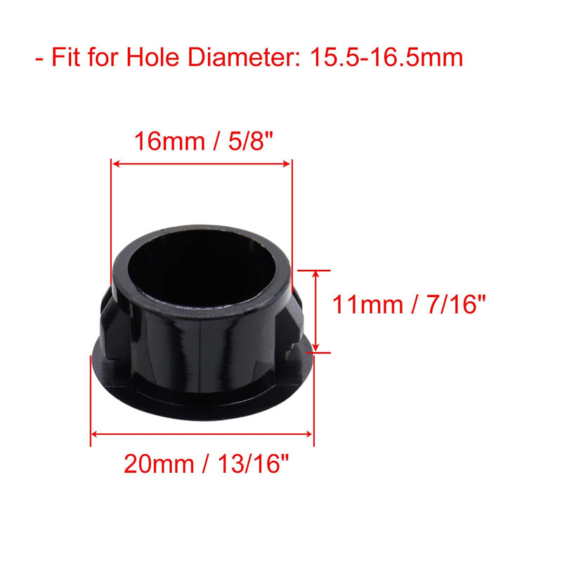 [Australia - AusPower] - Hole Plugs Plastic 16mm (5/8") Fit for 15.5-16mm Diameter Locking Hole Tube Flush Type Panel Plugs Fastener Cover for Kitchen Cabinet Furniture Black 50 Pcs 16mm(5/8") 