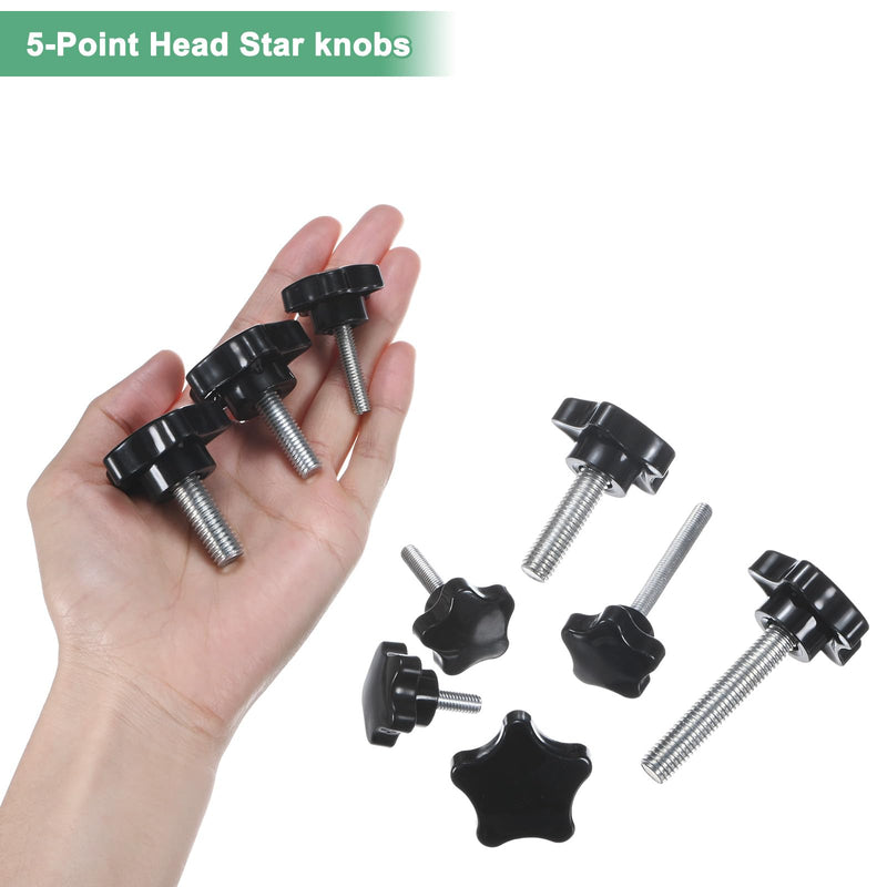 [Australia - AusPower] - 4-Pack Star Clamping Knobs, M6x30mm Male Thread Hand Tightening Screw for Machinery/Electronic/Furniture/Umbrella Base, Machine Handle Replacement [31mm, Black] 