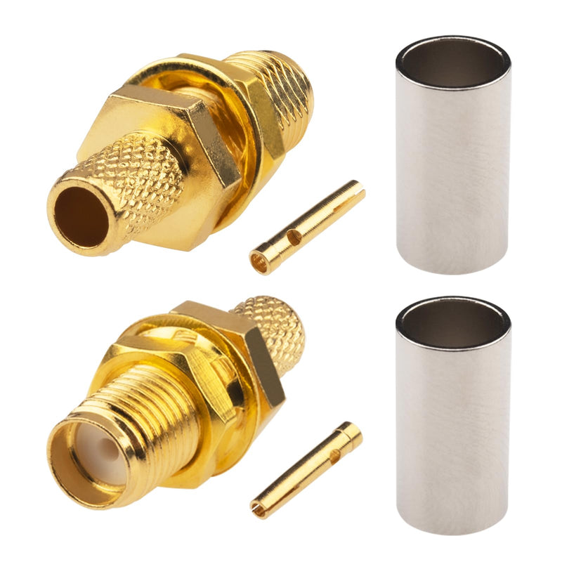 [Australia - AusPower] - BOOBRIE 10-Pack SMA Female Bulkhead Crimp Connector SMA Female Crimp Solder Connector 50 Ohm Gold Plated for RG58 RG142 RG223 LMR195 LMR200 Coaxial Cable 