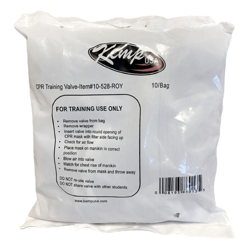 [Australia - AusPower] - Kemp USA Adult and Child CPR Mask with Training Valve for CPR Training Classes - 10 Sets of Masks and Disposable Training Valves 