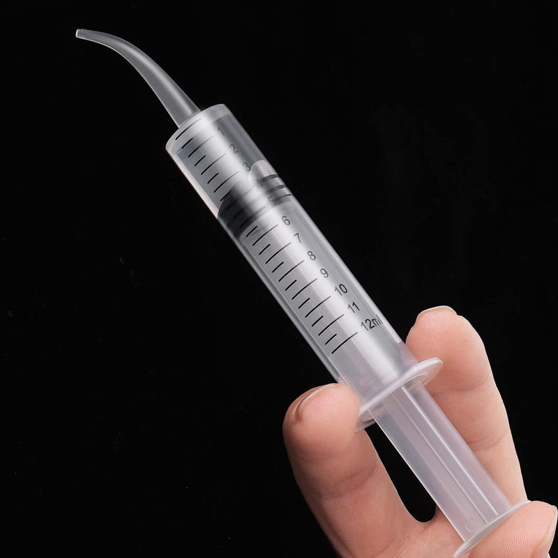 WLLHYF 5 Pack Dental Syringes 12ml Dental Irrigation Syringe | With curved tip and measure scale, wisdom teeth syringe, irrigation syringes, for oral dental care cleaning