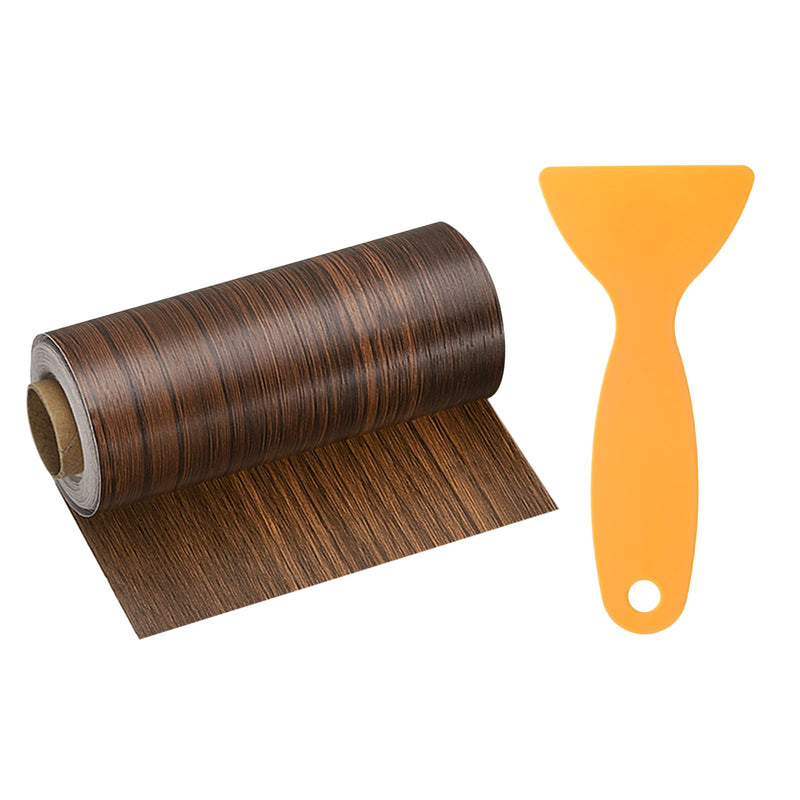 HARFINGTON Wood Grain Repair Tape 4 Inch x 33ft Self Adhesive Repair Patch Tape Simulated Wooden Floor Tapes with Plastic Scraper for Tables Doors Windows Furniture, Ebony