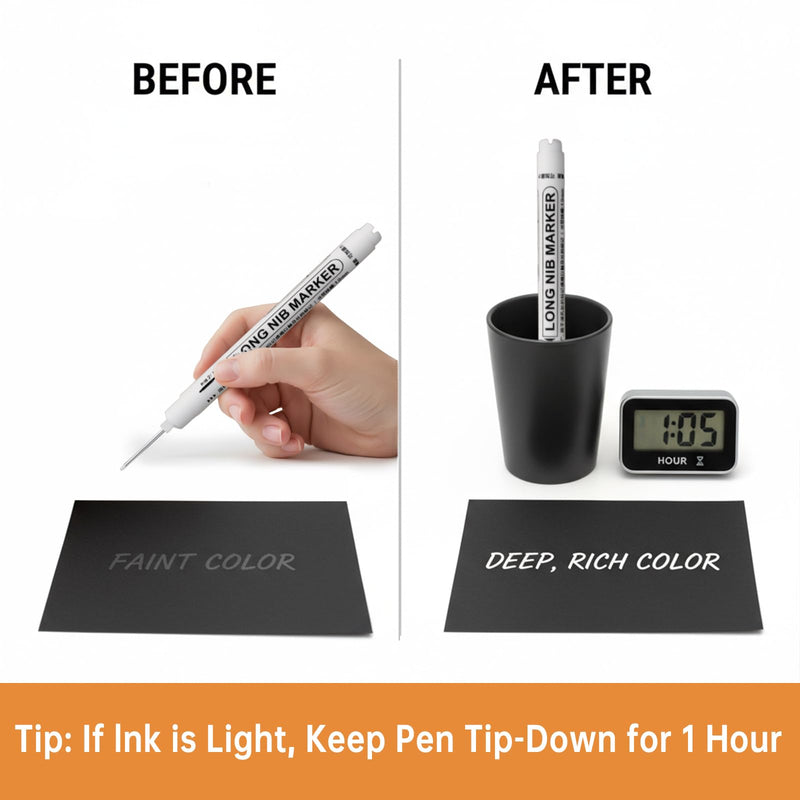 20PCS 20mm Long Head Deep Hole Marker Pens Quick-dry Waterproof Marker Permanent Markers Multi-purpose Construction Markers Deep Drill Pen Carpenter Ink for Welding Drill Woodworking (White)
