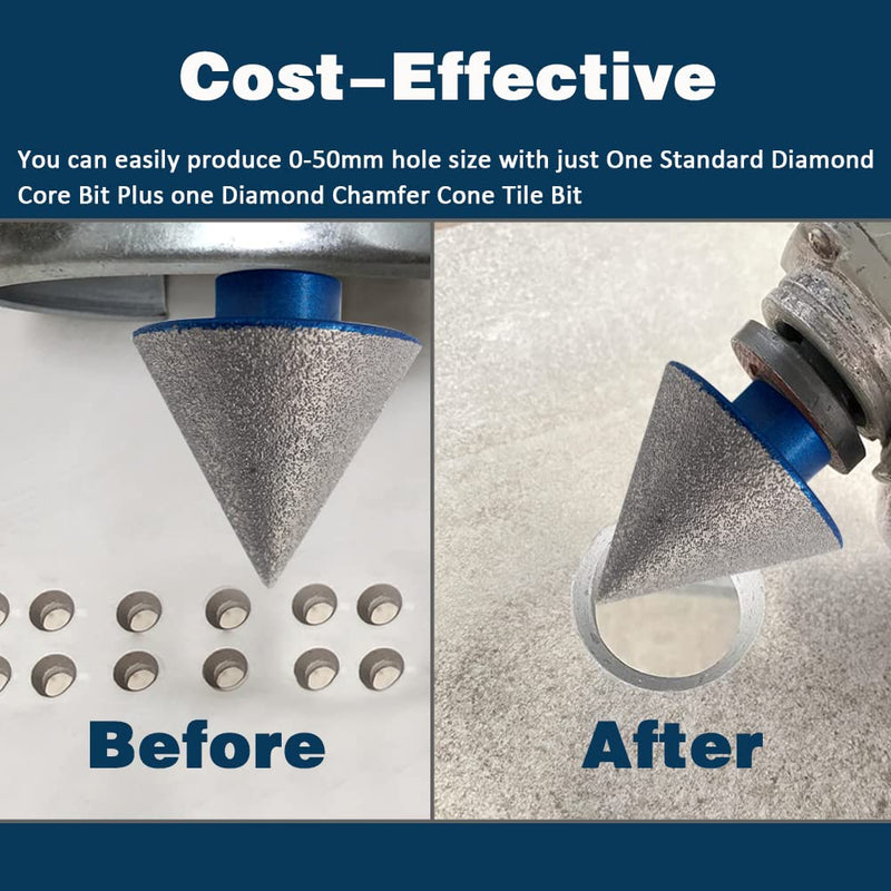3Pcs 2" Diamond Beveling Chamfer Bits with 5/8-11 Thread Adapter 4/5" Diamond Finger Milling Bits Straight Cutter for Existing Holes Enlarging Shaping Trimming in Tile Marble Glass Granite Ceramic
