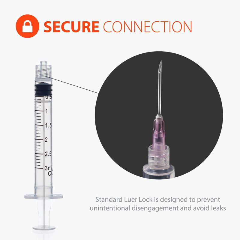 [Australia - AusPower] - EasyTouch Luer-Lock Syringe Barrel, 3ML Syringe, Pack of 100 